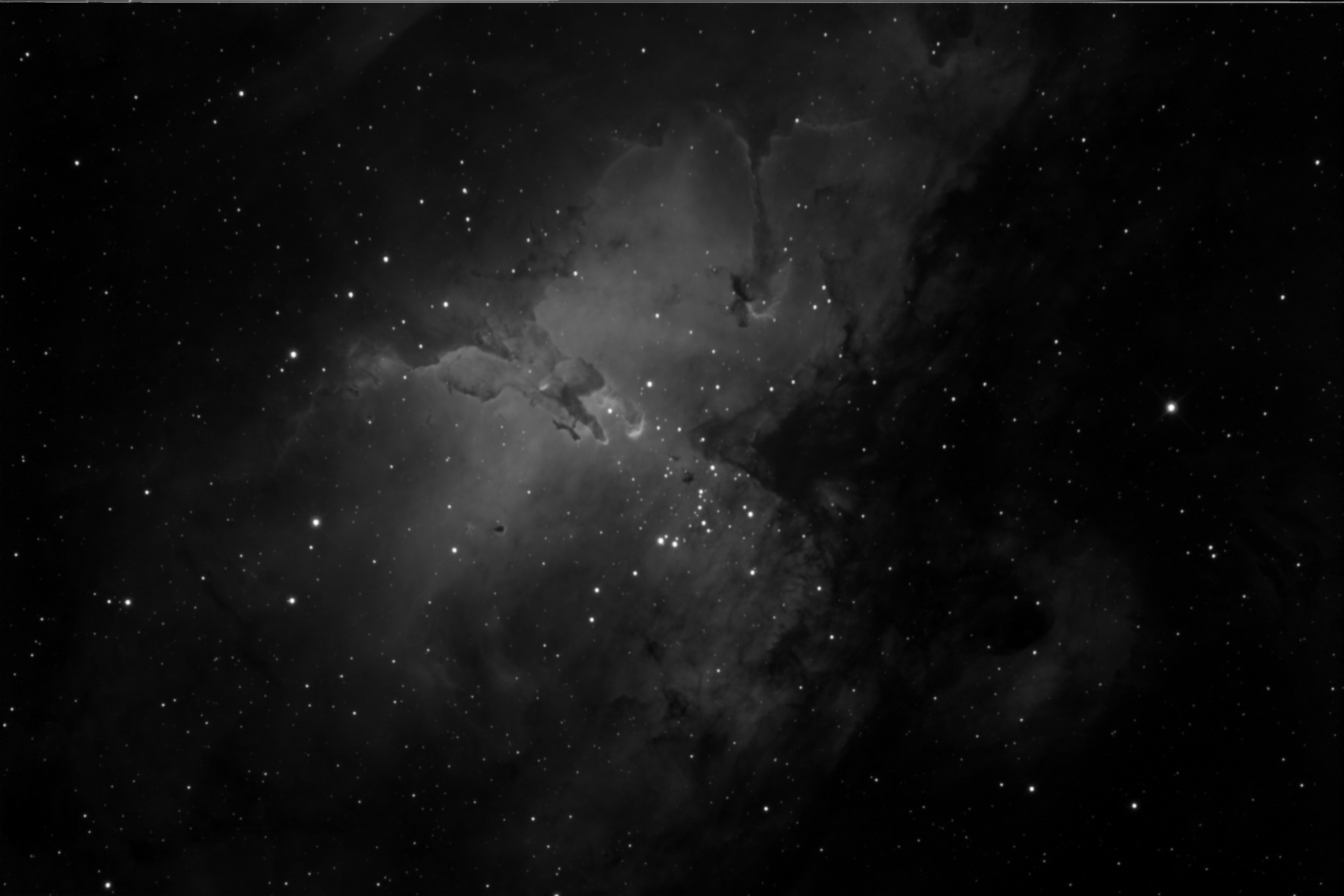 Pillars of Creation, monochrome.