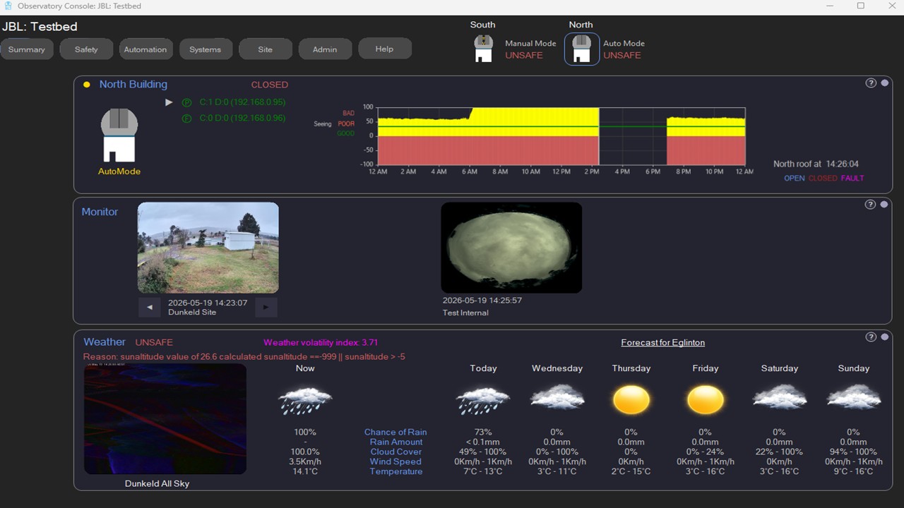 Observatory Console observatory summary page